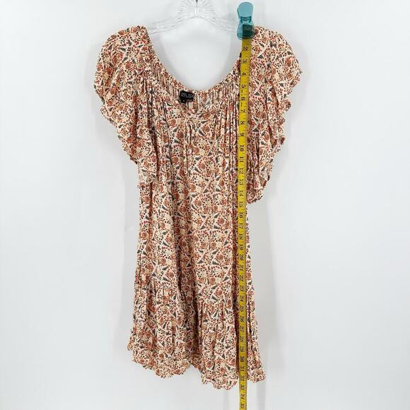 Rachel Zoe Orange Floral Flutter Sleeve Causal Swing Mini Dress Size Small - Picture 10 of 12